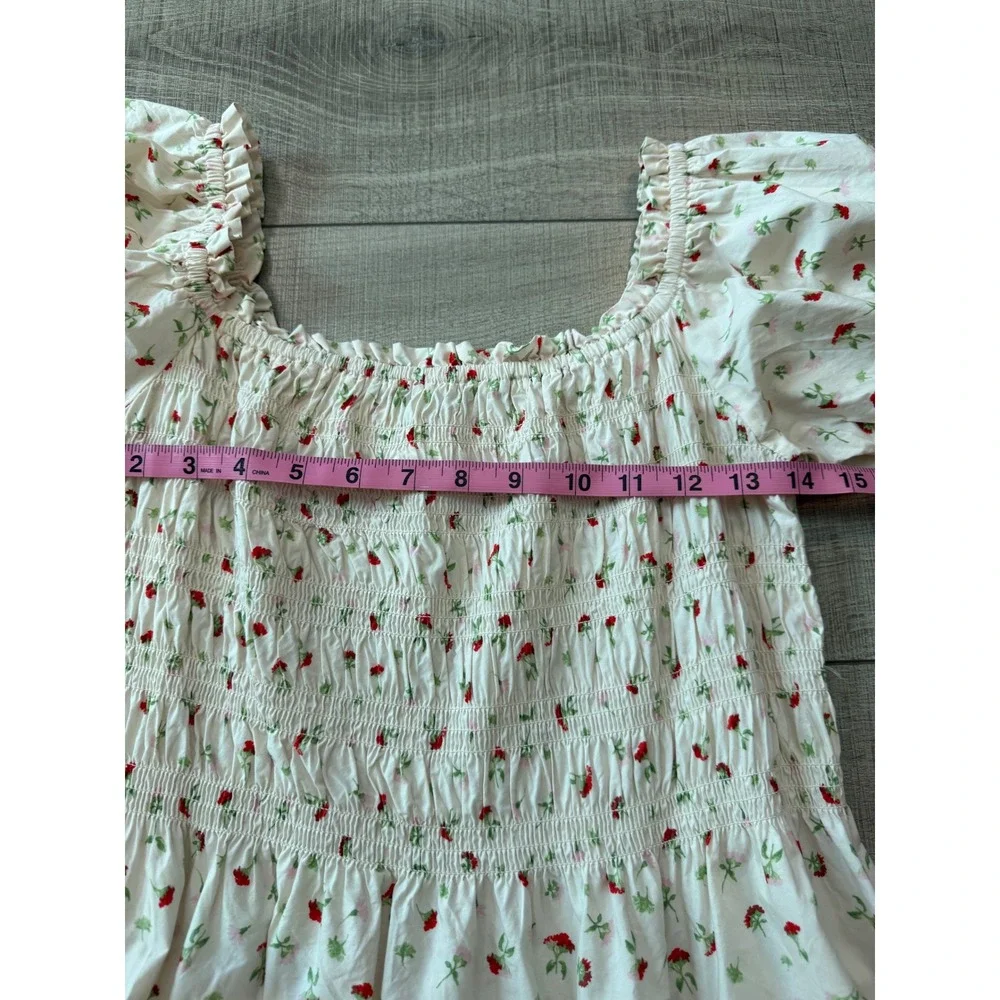 cottagecore floral midi dress smocked milkmaid - Picture 5 of 7